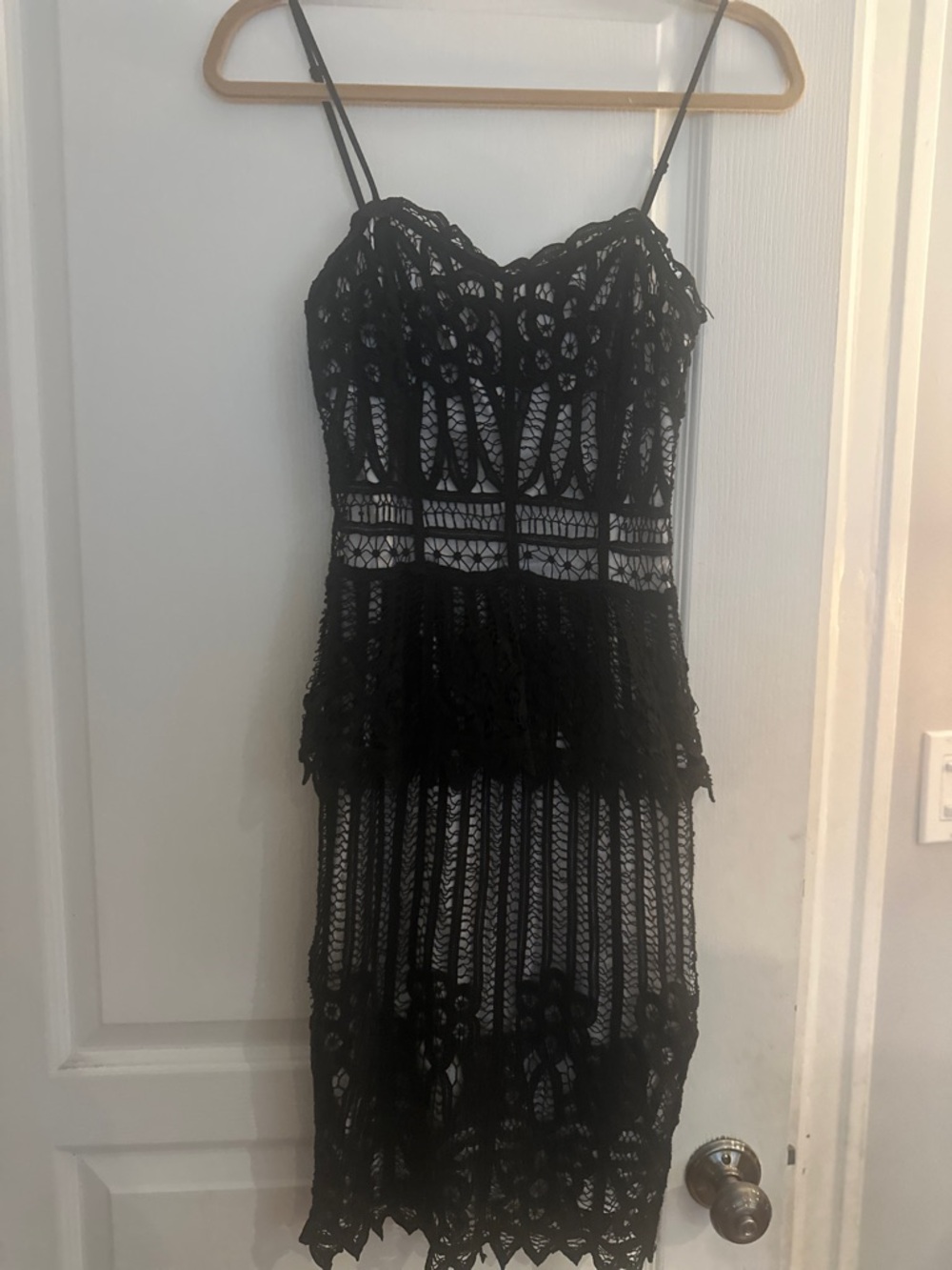 Betsey Johnson Black Crochet Lace Midi Dress